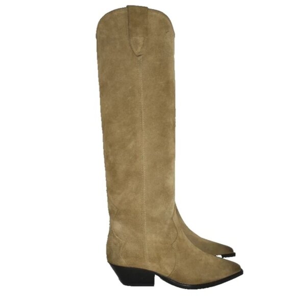 $1100 ISABEL MARANT DENVEE TALL KNEE BOOT SUEDE BROWN WESTERN CUBAN 35 (DC11) - Picture 2 of 8